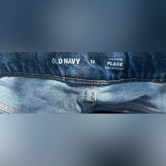 Kids Denim Jeans EPC Old Navy High Rise Flare Size 12 Adjustable Waistband - Picture 3 of 4